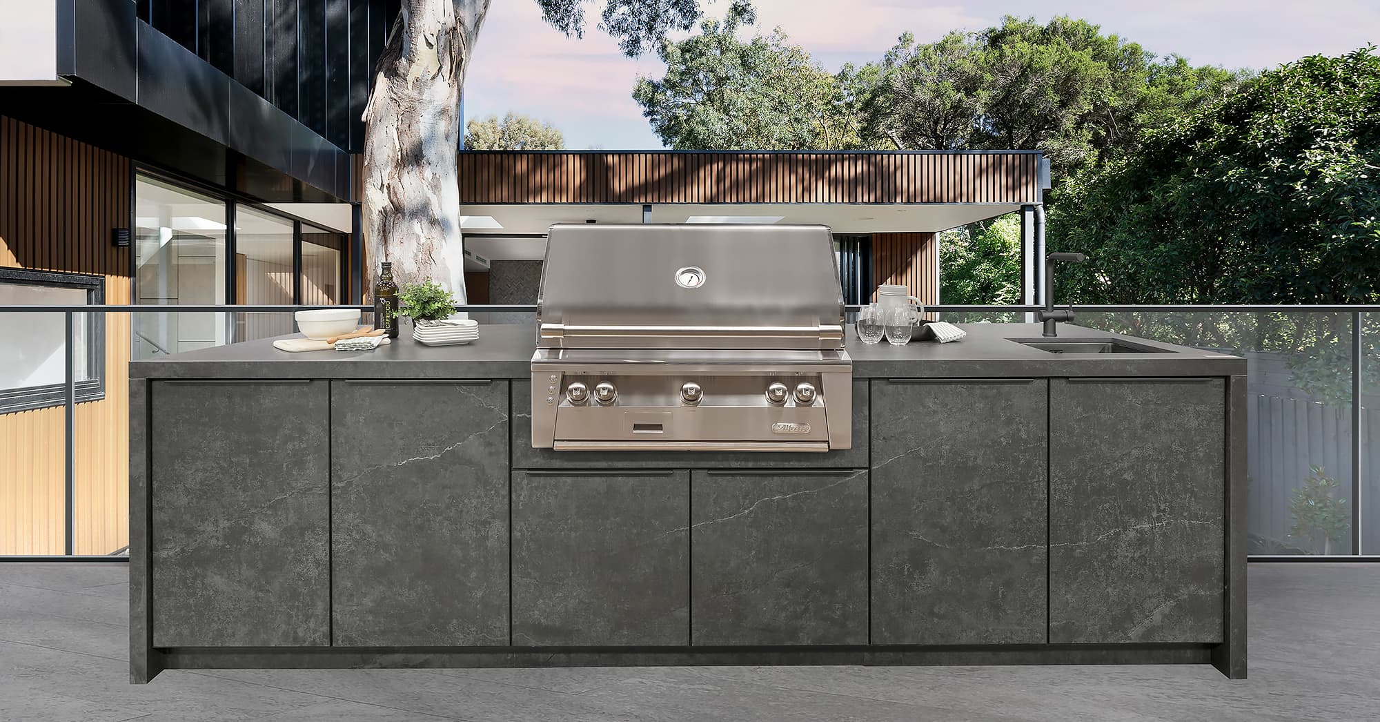Alumina Architectural Surfaces outdoor kitchen cabinetry