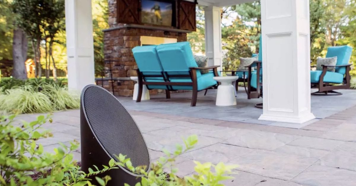 outdoor speaker beside patio