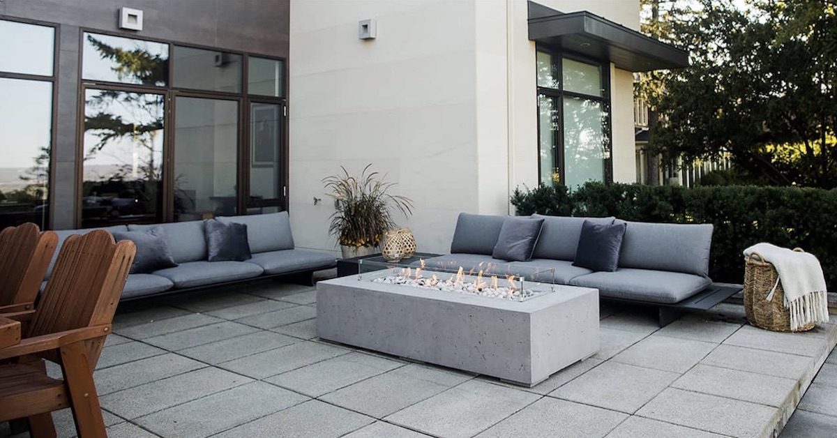 fire pit in outdoor living space