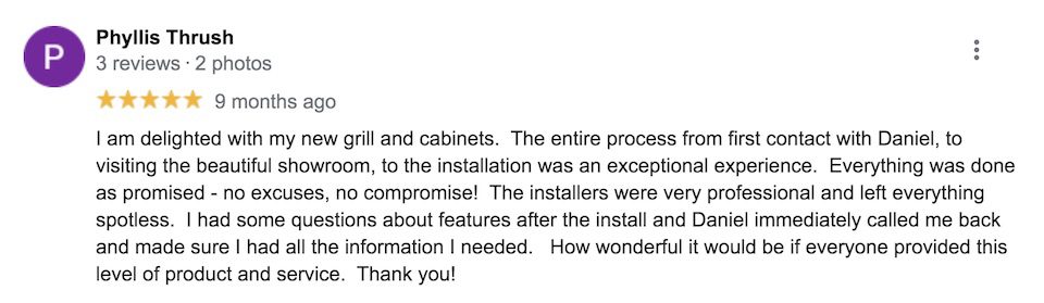 Outeriors Google review