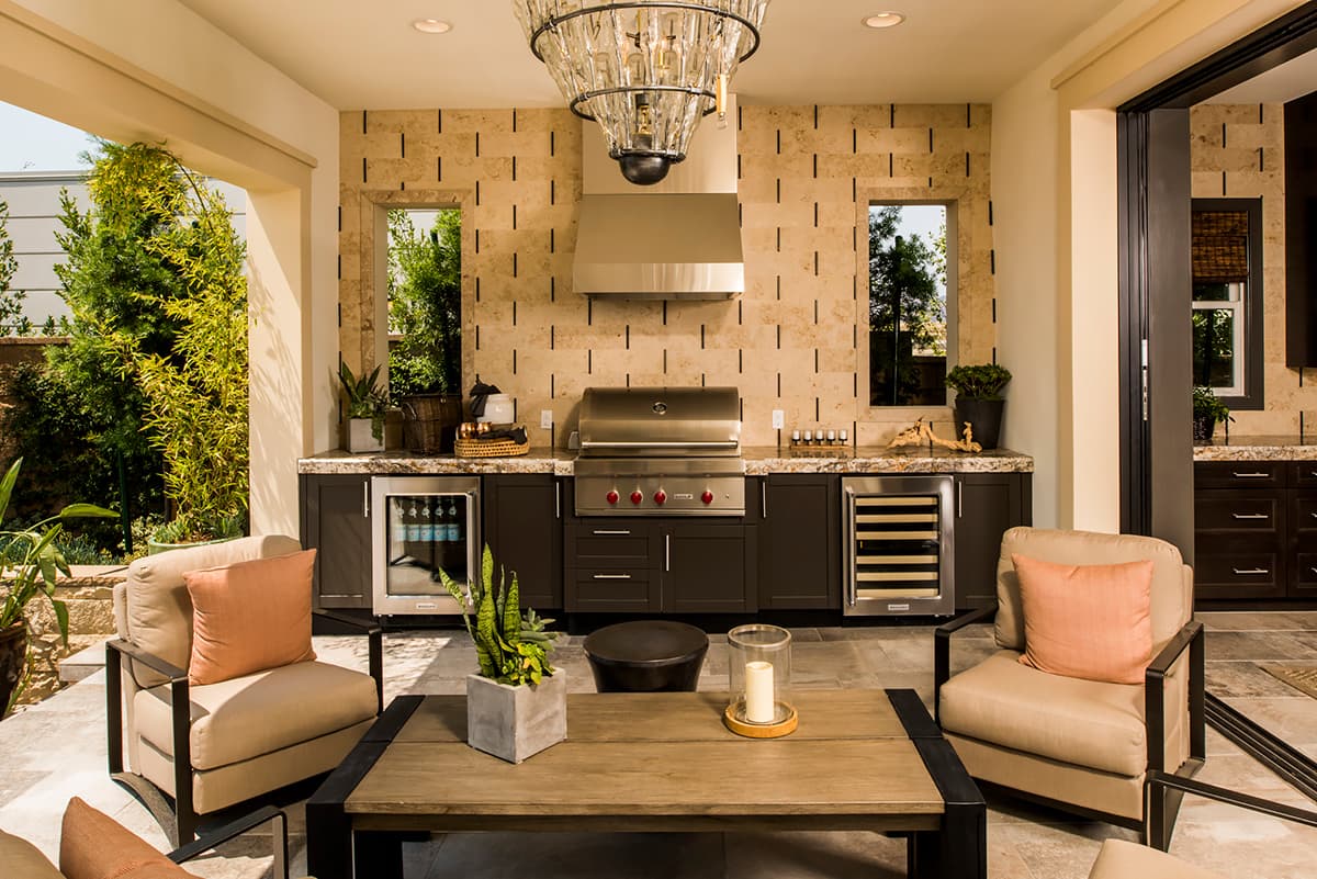 outdoor living area with kitchen