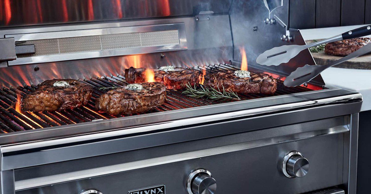 steaks on grill