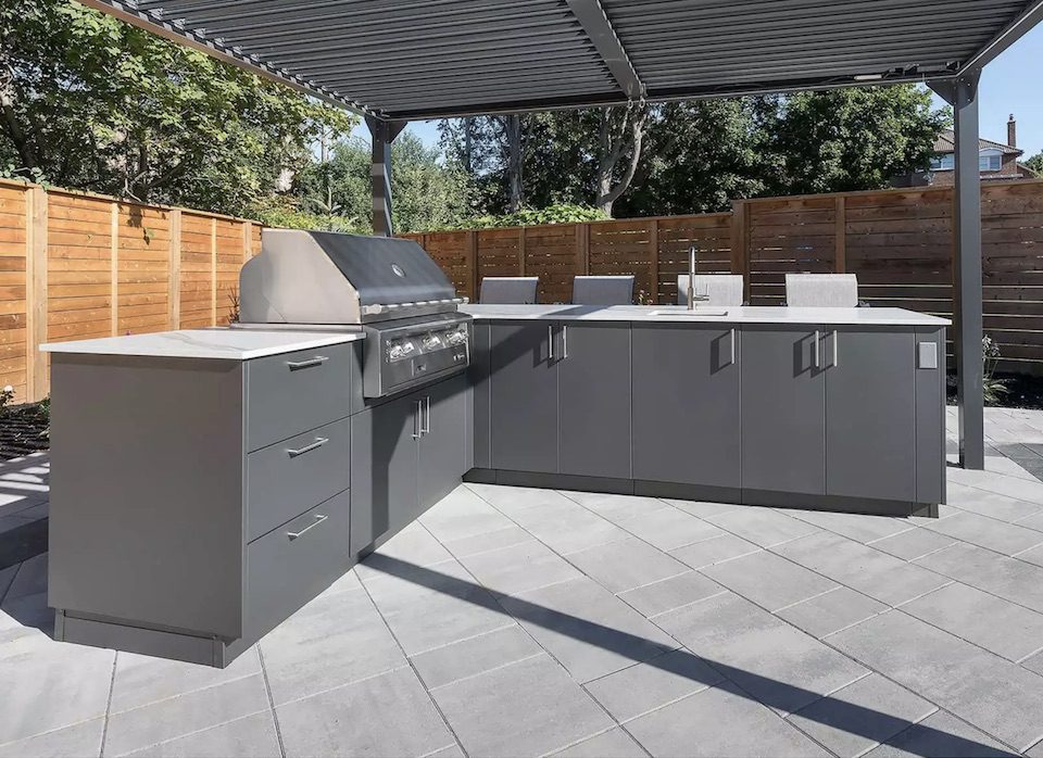 l-shaped outdoor kitchen