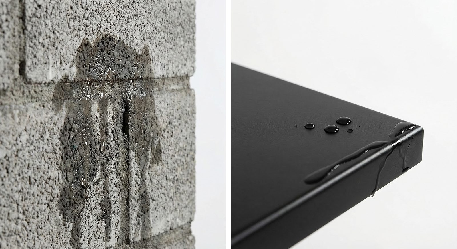 porous concrete vs water repellent aluminum cabinetry