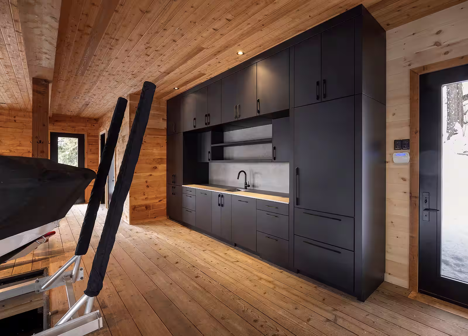 boathouse galley Alumina cabinetry interior view