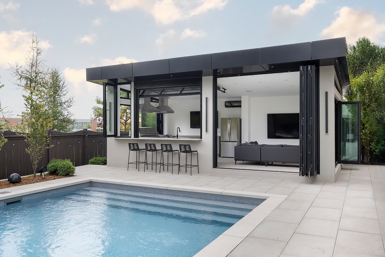 folding glass doors on cabana