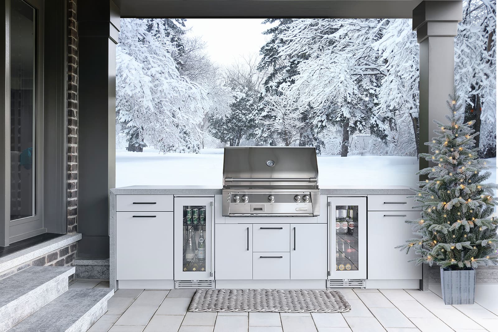 Alumina cabinetry on a condo patio