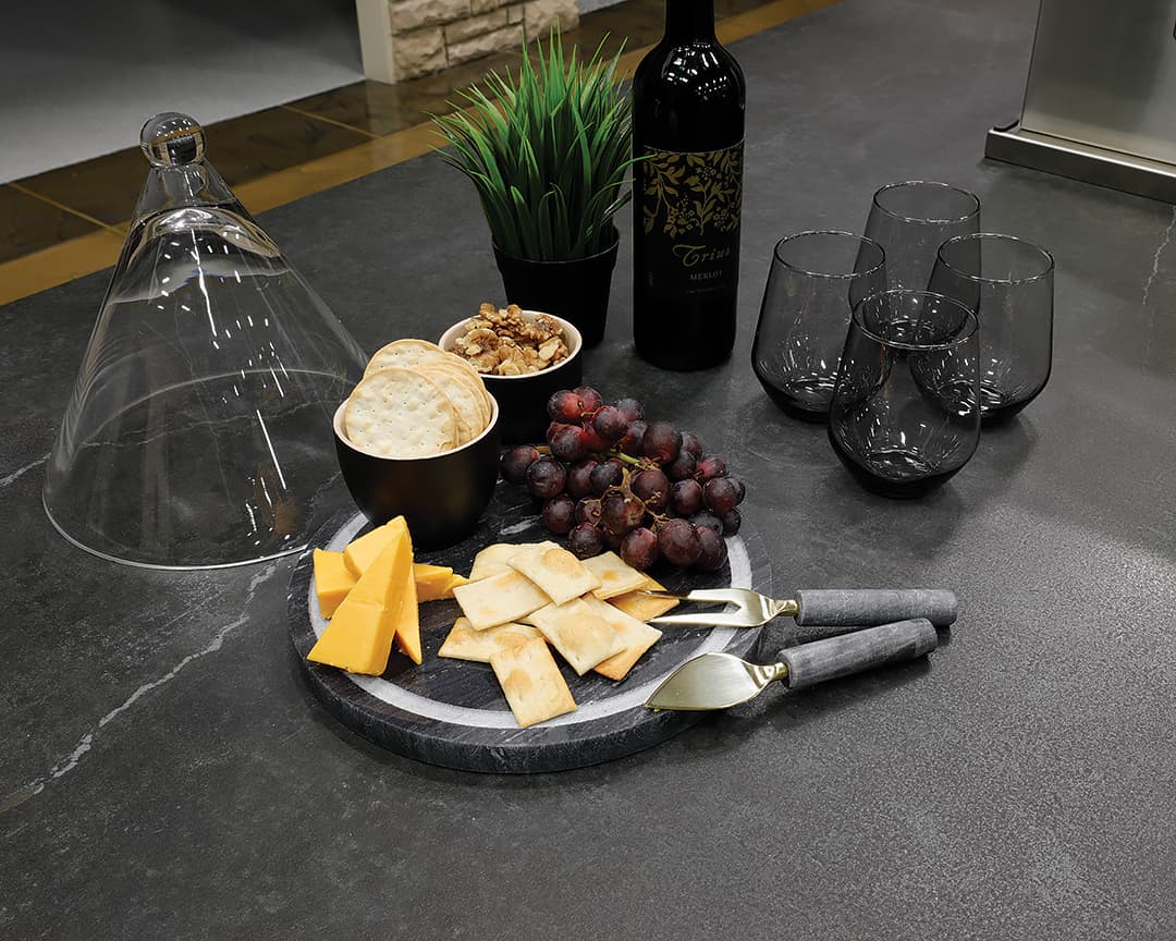 black countertop