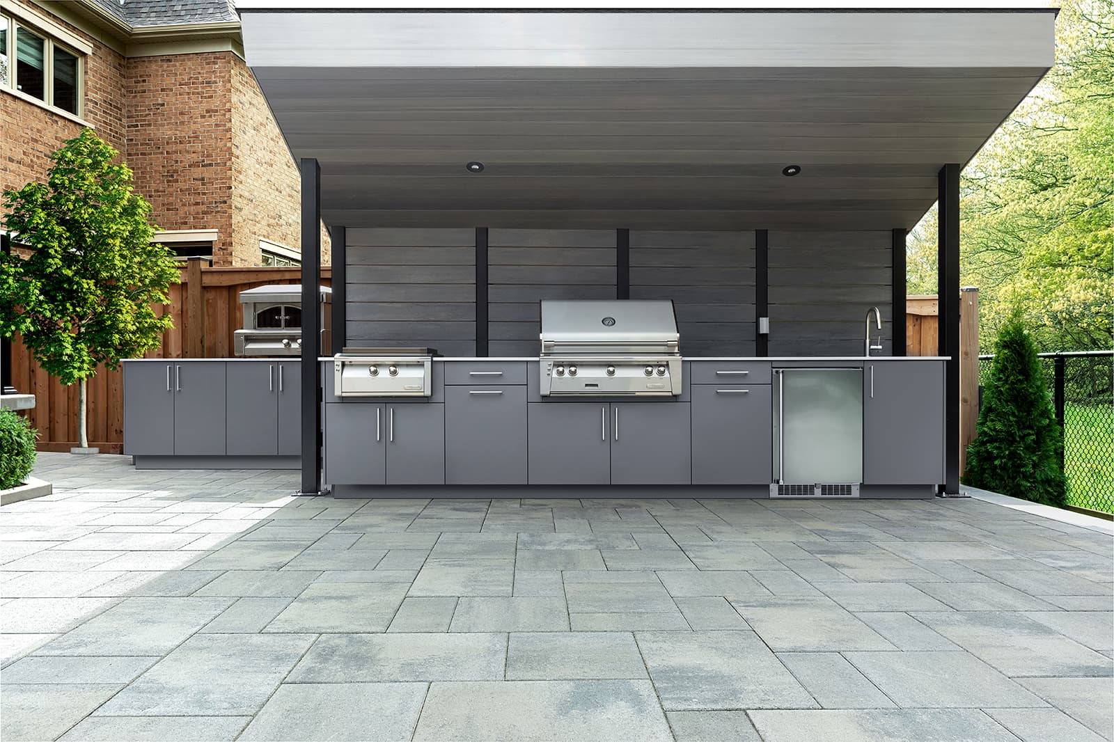 Alumina cabinetry in a beautiful backyard