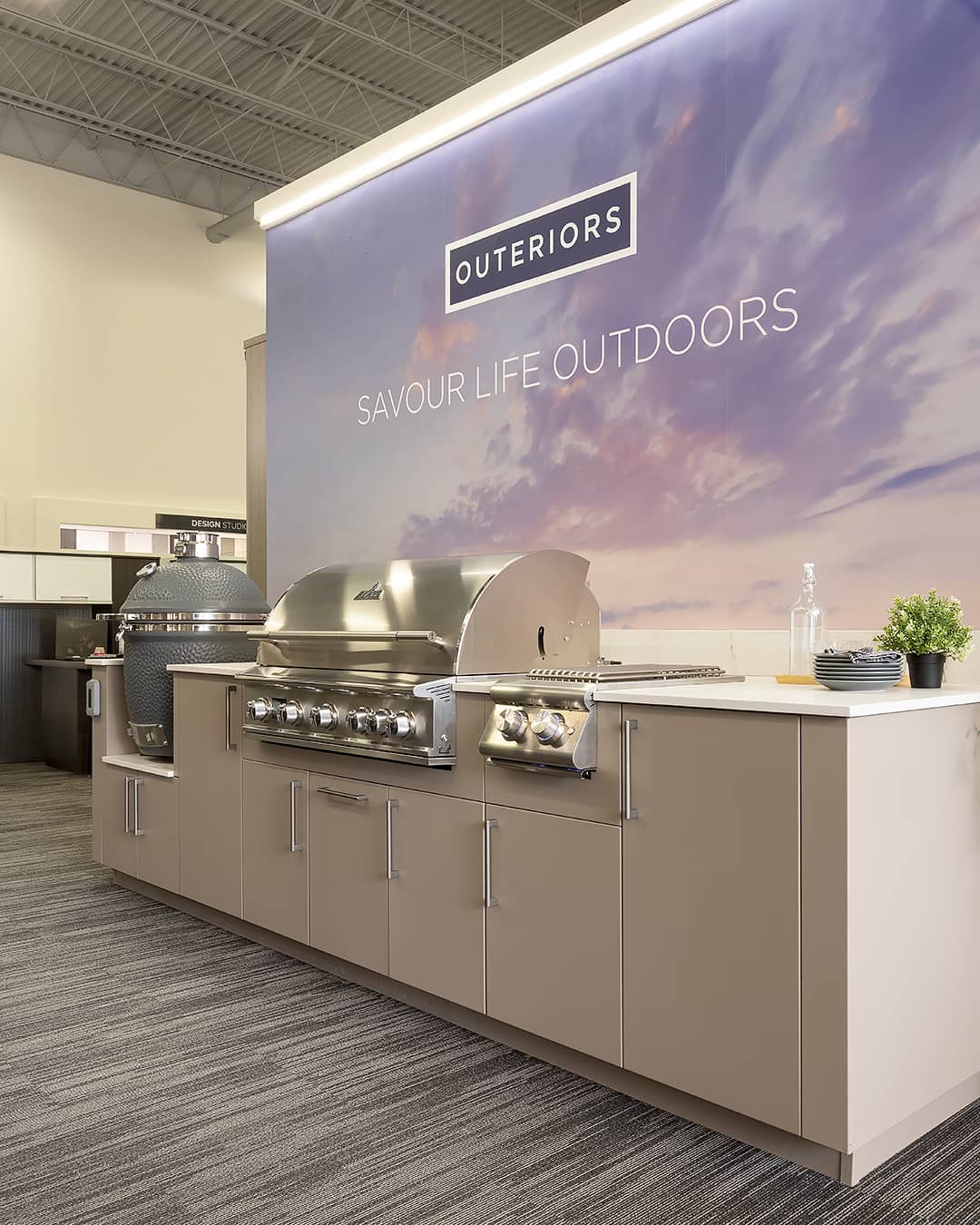 Blaze grill on Alumina cabinetry with Blaze Kamado grill in Outeriors showroom