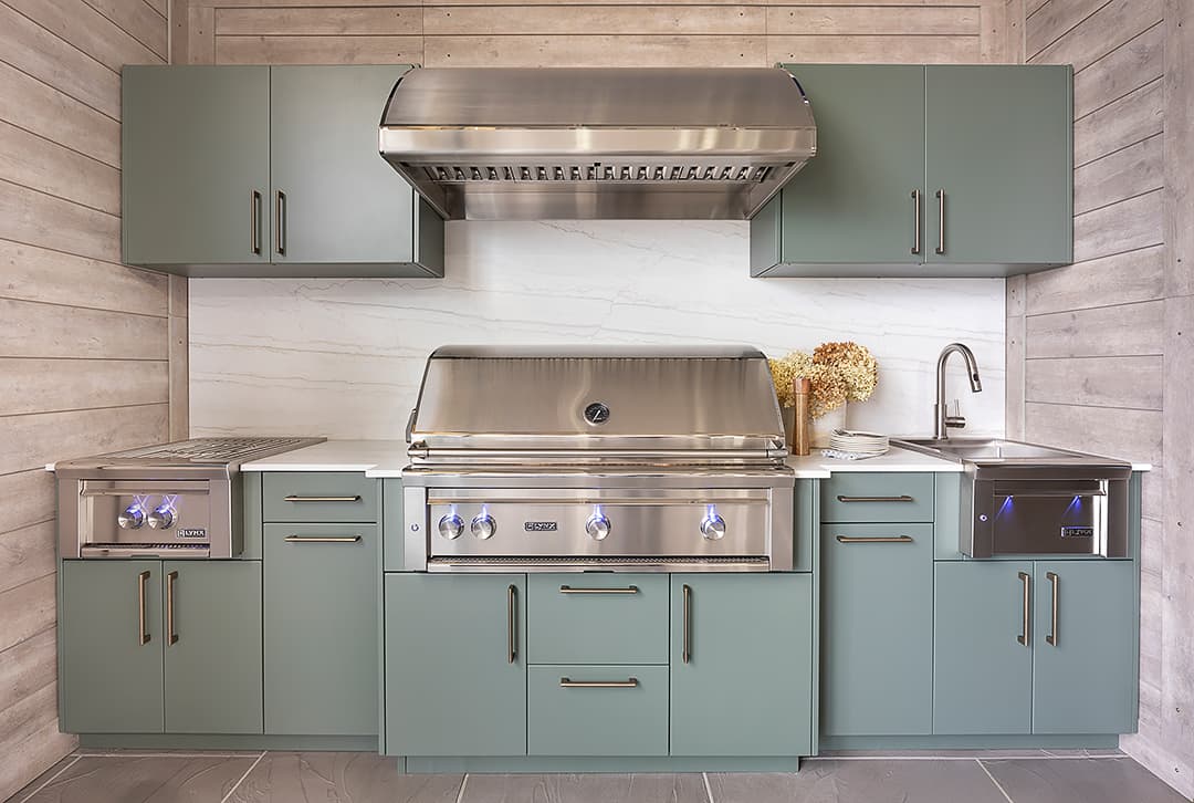 green Alumina cabinetry and Lynx grill