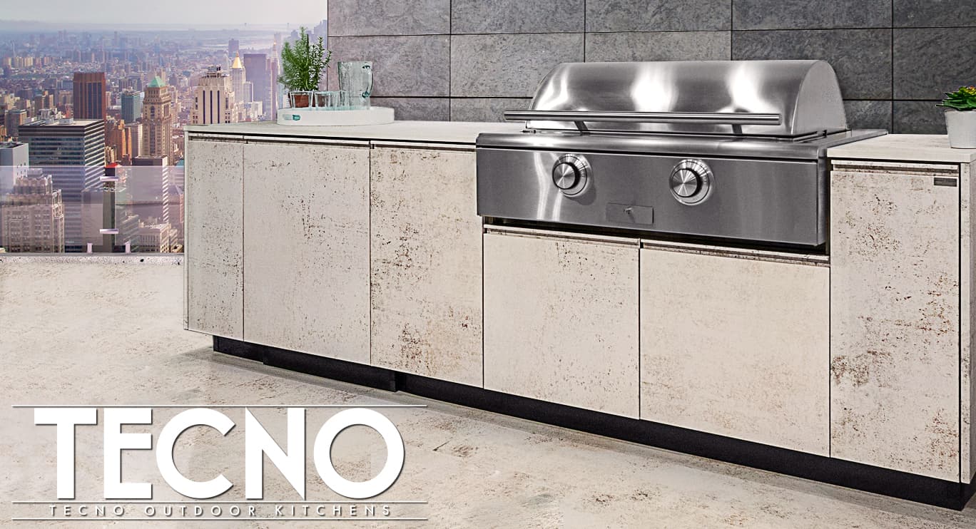 TECNO outdoor kitchen cabinetry in Nillium colour.